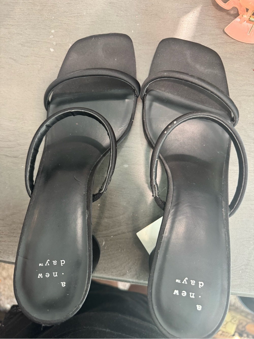 a new day Black Square-Toe Strappy Block Heel Sandals - Picture 3 of 3